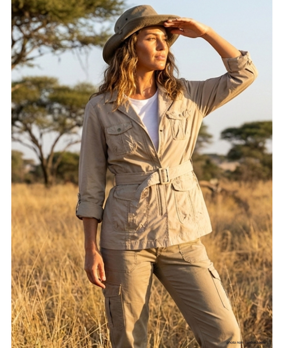 Veste Saharienne Rando Femme Sicile Beige - Nylon Léger