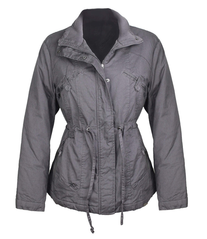 Veste Saharienne Doublée Femme Gris (AH1164G) - Coton Chaud