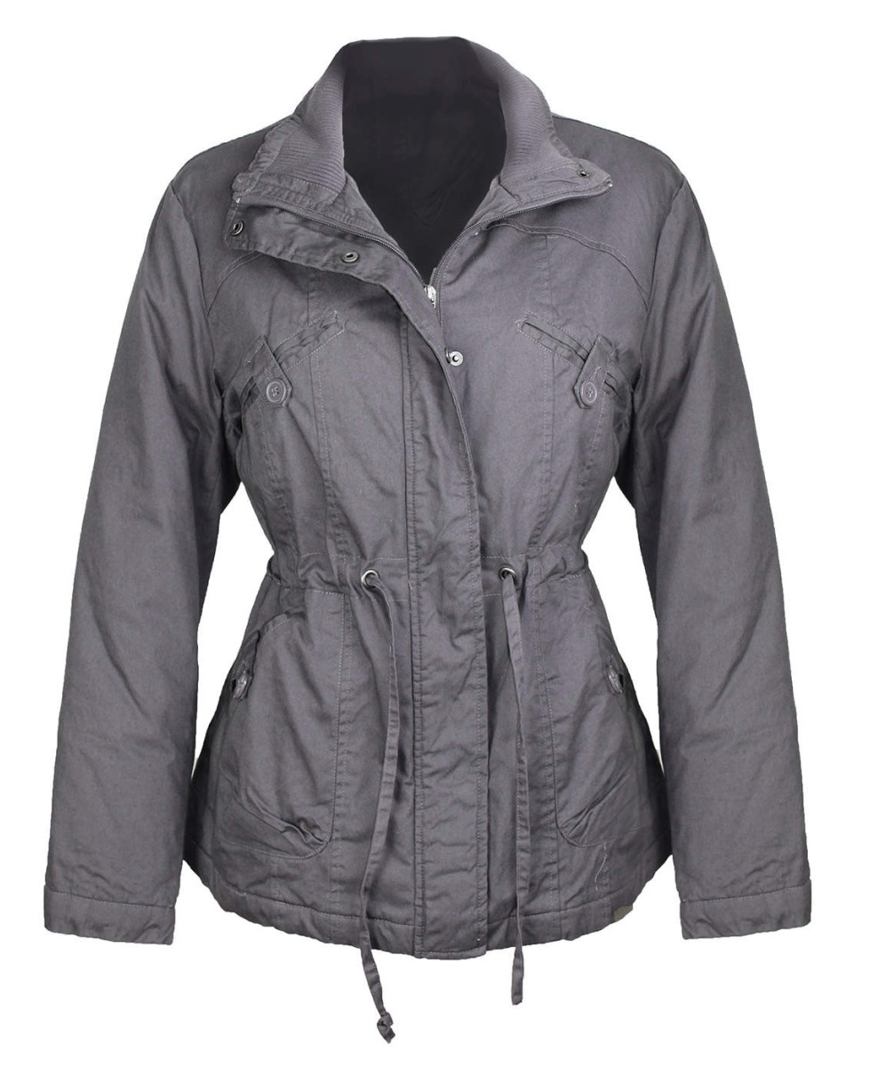 Veste Saharienne Doublée Femme Gris (AH1164G) - Coton Chaud