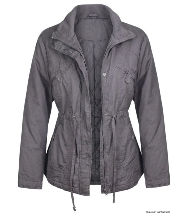 Veste Saharienne Doublée Femme Coloris "Gris" (Réf. AH1164G)