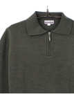 Pull homme Mayflower RH341 col polo zip Lichen