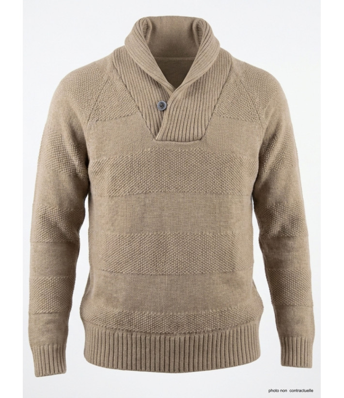 Pull col montant boutons WINCHESTER PANCAKE1B – Beige chic