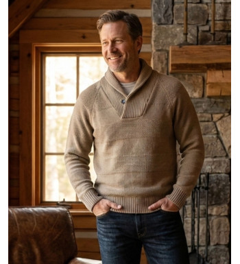 Pull col montant boutons WINCHESTER PANCAKE1B – Beige chic