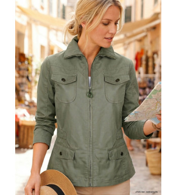 Veste Saharienne Femme Mayflower Manga1 Kaki - 100% Coton