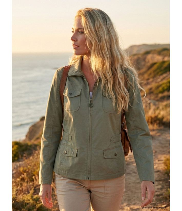 Veste Saharienne Femme Mayflower Manga1 Kaki - 100% Coton