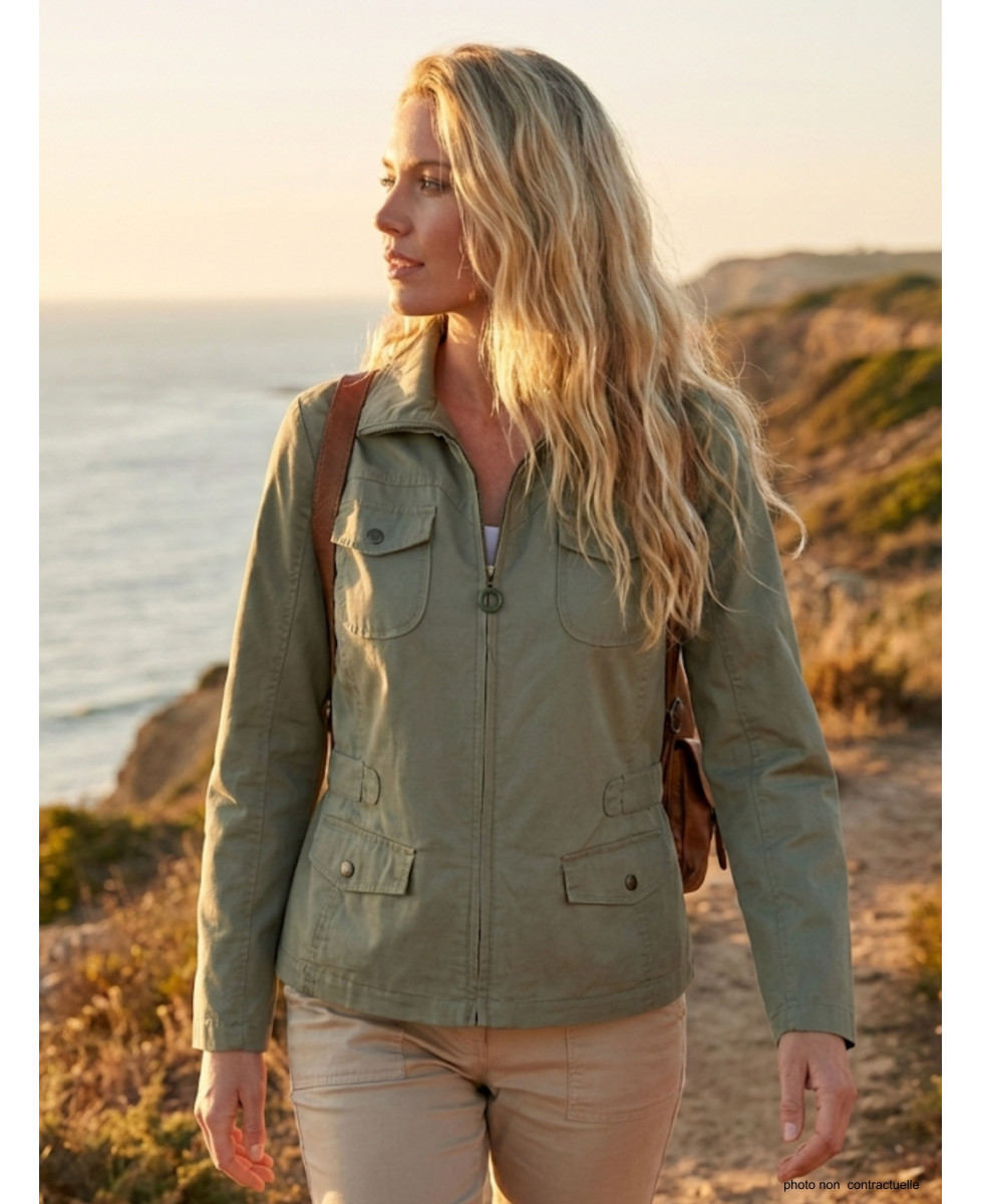 Veste Saharienne Femme Mayflower Manga1 Kaki - 100% Coton