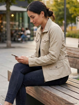 Veste Saharienne Femme Mayflower Manga2 Beige - 100% Coton