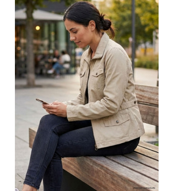 Veste Saharienne Femme Mayflower Manga2 Beige - 100% Coton