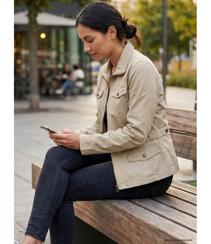 Veste Saharienne Femme Mayflower Manga2 Beige - 100% Coton