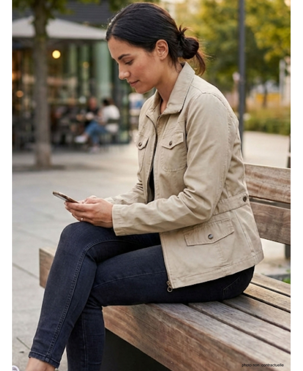 Veste Saharienne Femme Mayflower Manga2 Beige - 100% Coton