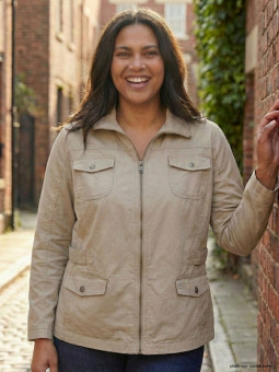 Veste Saharienne Grande Taille Femme AXMANGA2 Beige - 100% Coton