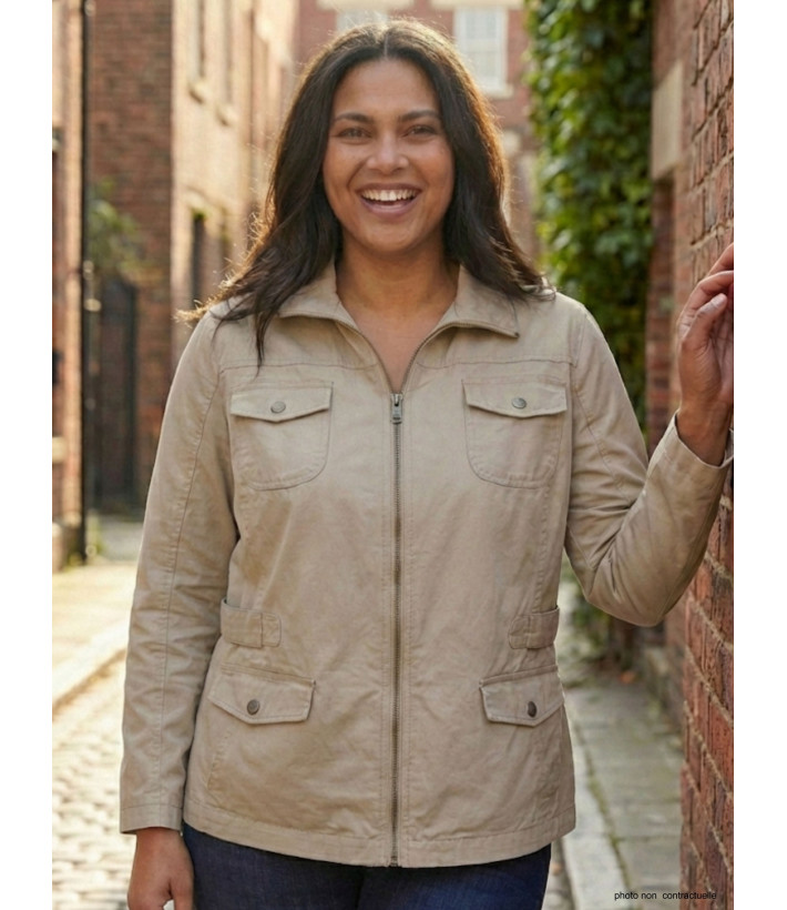 Veste Saharienne Grande Taille Femme AXMANGA2 Beige - 100% Coton