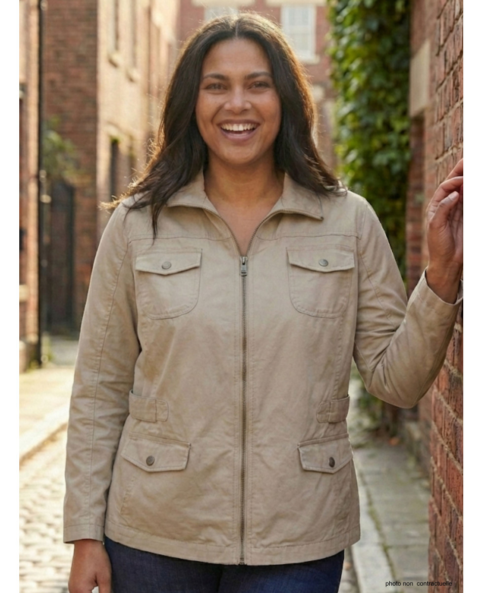 Veste Saharienne Grande Taille Femme AXMANGA2 Beige - 100% Coton