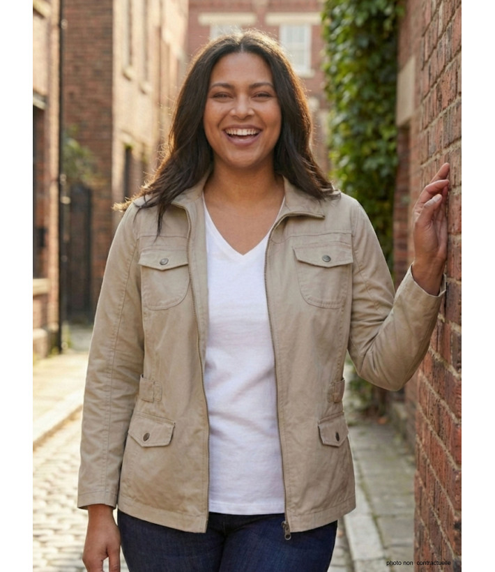 Veste Saharienne Grande Taille Femme AXMANGA2 Beige - 100% Coton