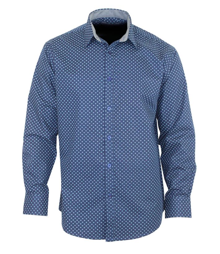 CH4005 CHEMISE ML IMPRIMEE MARINE/BLEU