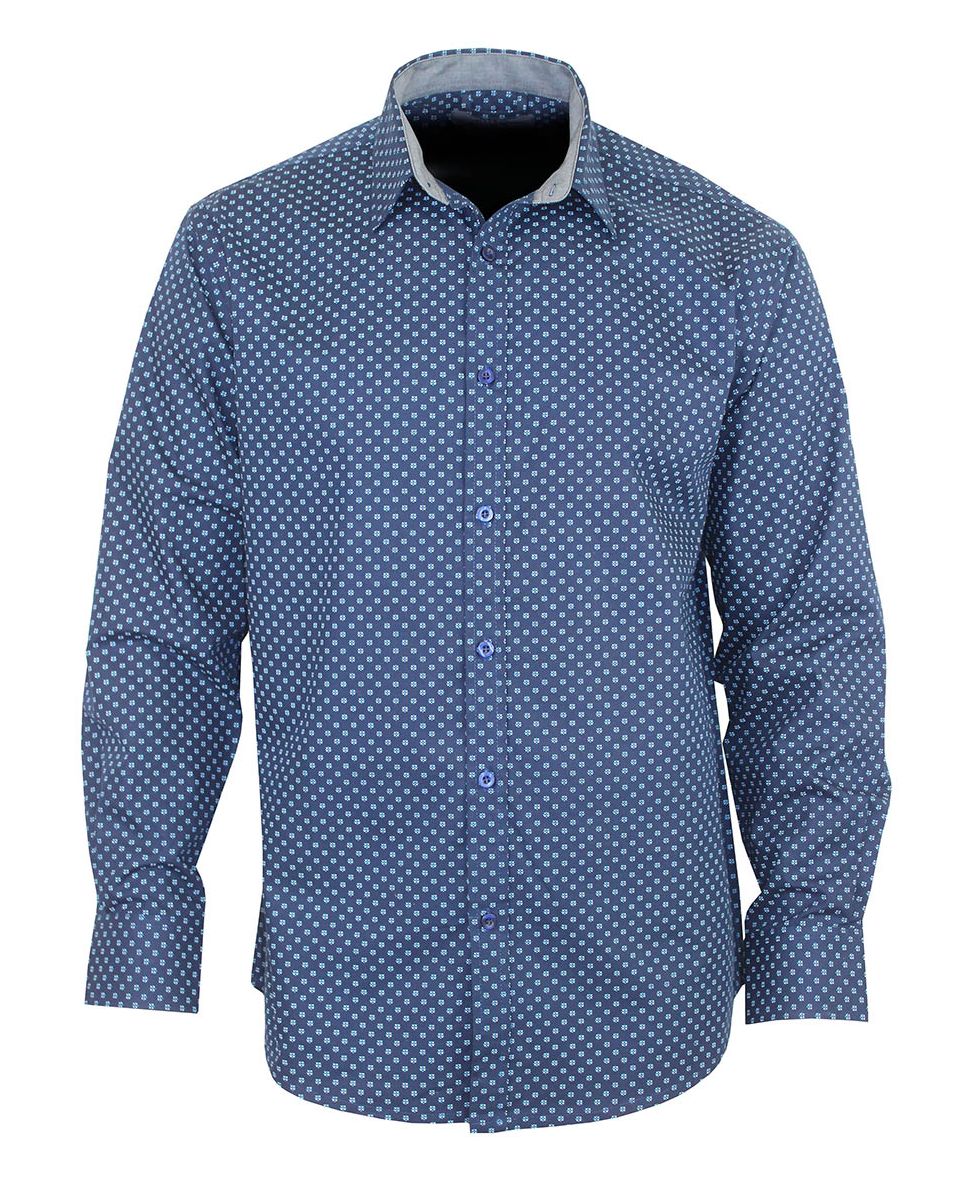 CH4005 CHEMISE ML IMPRIMEE MARINE/BLEU