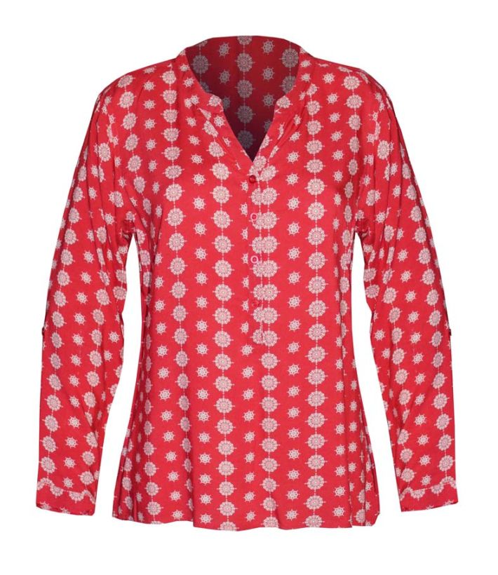 LE1809 CHEMISE IMPRIMEE ROUGE/BLANC