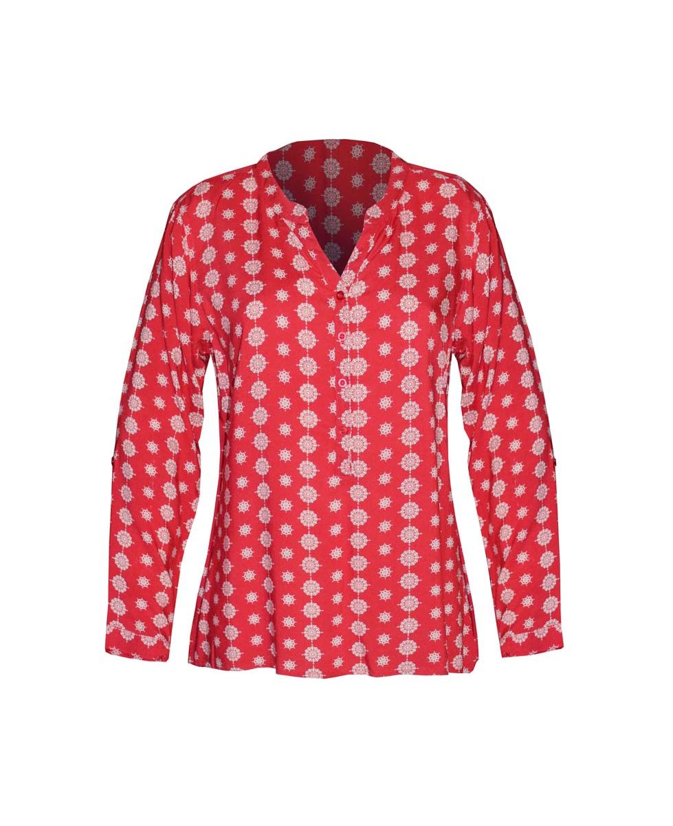 LE1809 CHEMISE IMPRIMEE ROUGE/BLANC