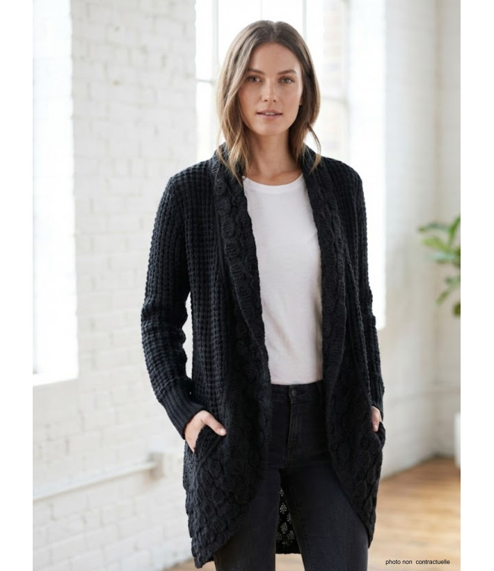 Gilet Femme Maille Douce Noir AH1173N - Basique Élégant