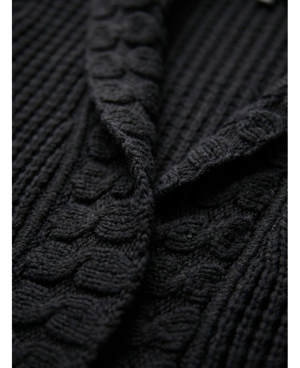 Gilet Femme Maille Douce Noir AH1173N - Basique Élégant