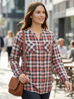 Chemisier Flanelle Femme Carreaux Rose/Gris - 100% Coton