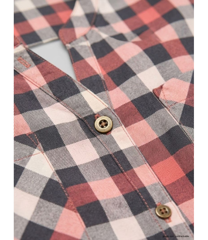 Chemisier Flanelle Femme Carreaux Rose/Gris - 100% Coton