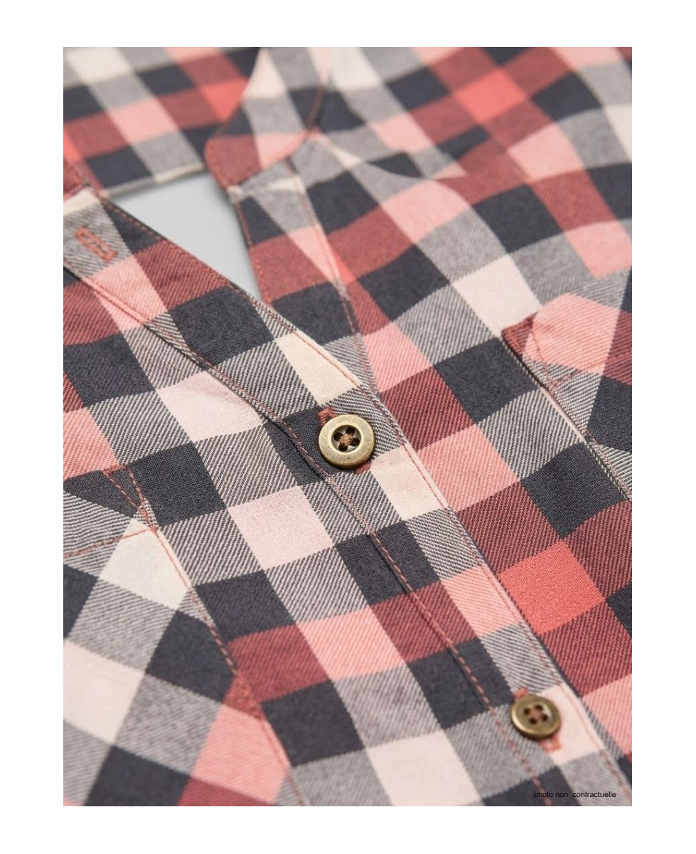 Chemisier Flanelle Femme Carreaux Rose/Gris - 100% Coton