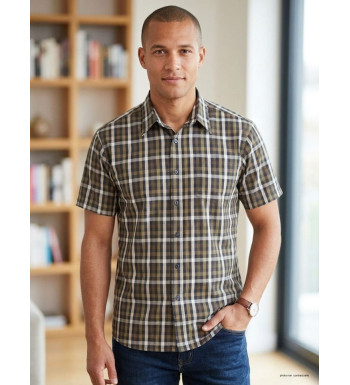 Chemise Homme Manches Courtes Toulon1 Choco Beige - K-Dran