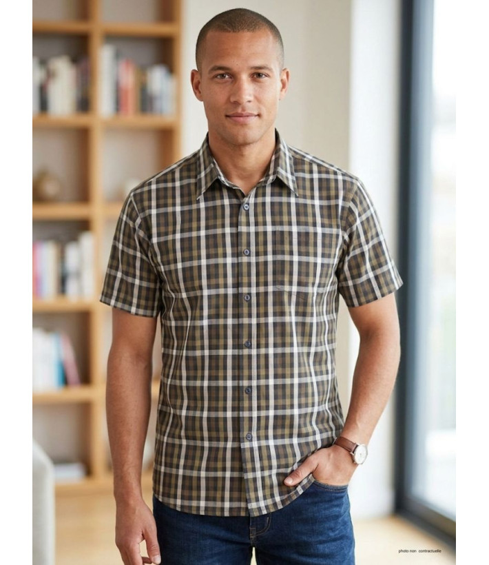 Chemise Homme Manches Courtes Toulon1 Choco Beige - K-Dran