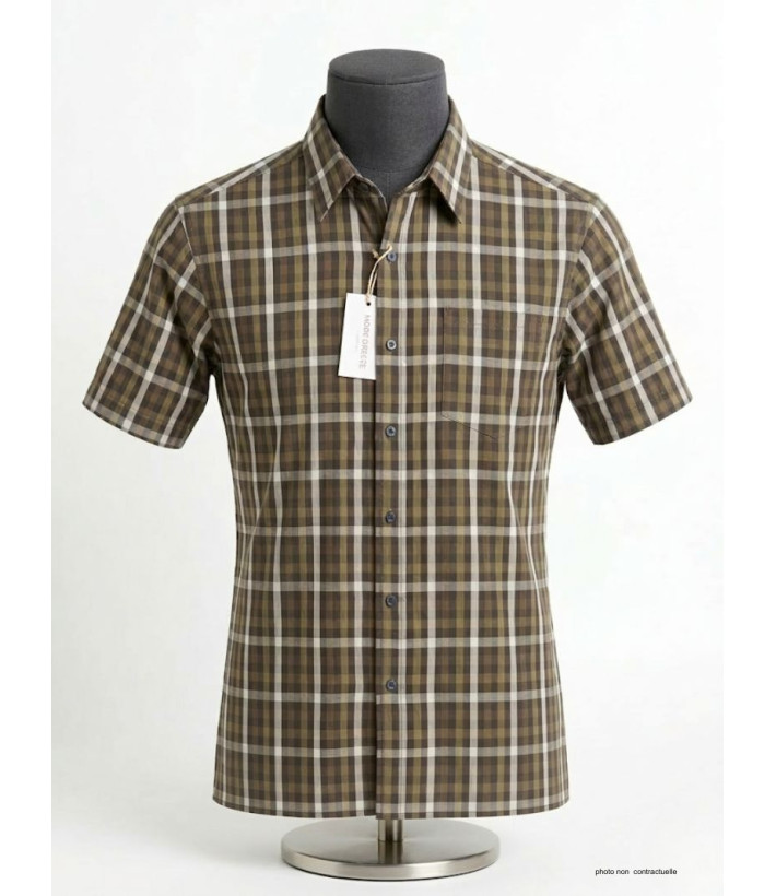 Chemise Homme Manches Courtes Toulon1 Choco Beige - K-Dran