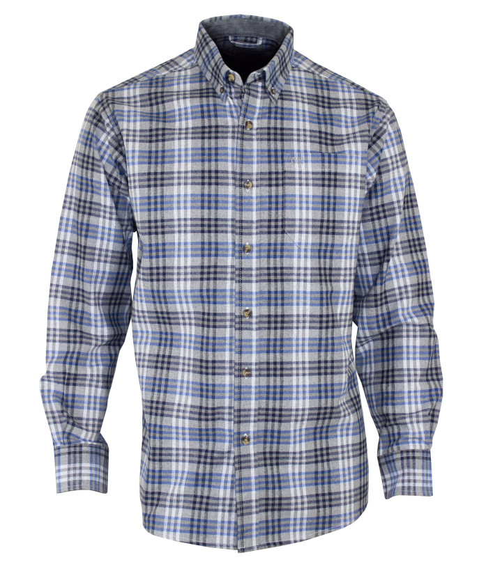 Chemise Flanelle Homme Challenger CH2003A Bleu/Gris - 100% Coton
