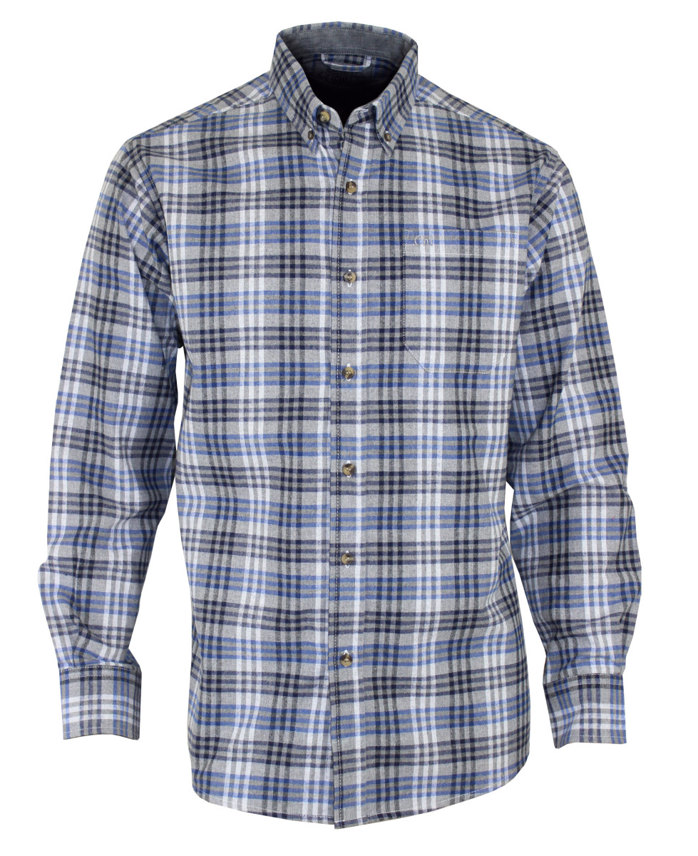 Chemise Flanelle Homme Challenger CH2003A Bleu/Gris - 100% Coton