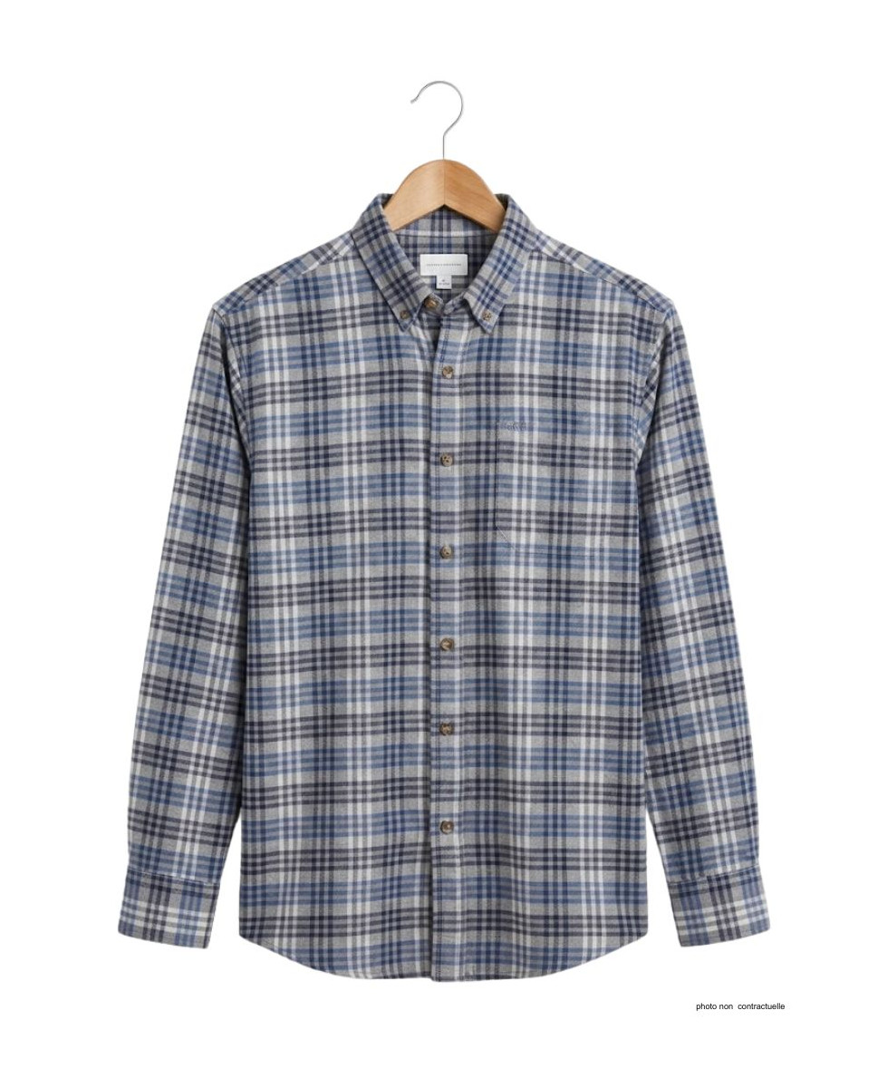 Chemise Flanelle Homme Challenger CH2003A Bleu/Gris - 100% Coton