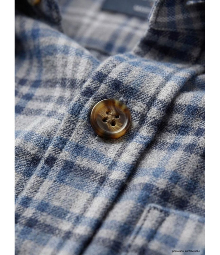 Chemise Flanelle Homme Challenger CH2003A Bleu/Gris - 100% Coton