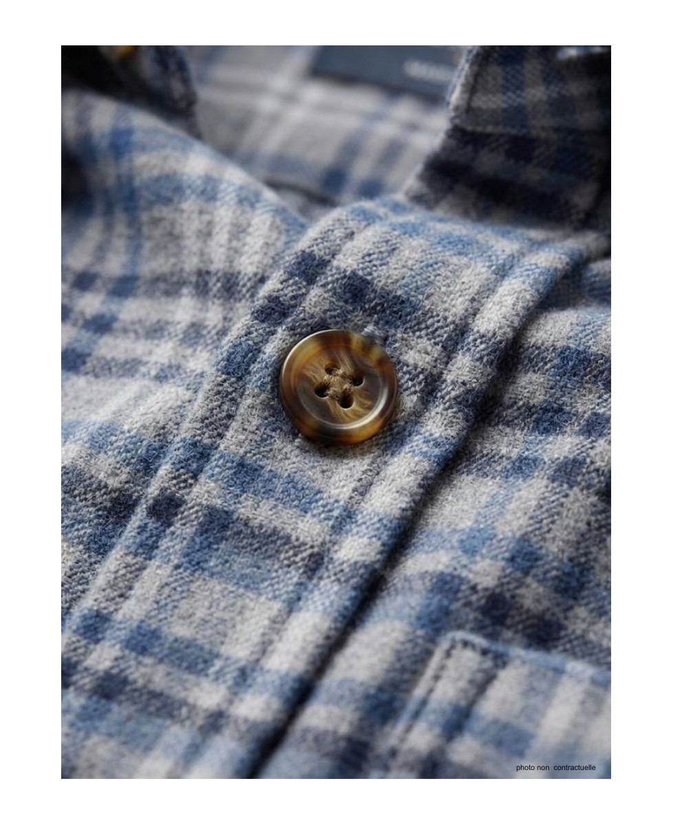 Chemise Flanelle Homme Challenger CH2003A Bleu/Gris - 100% Coton