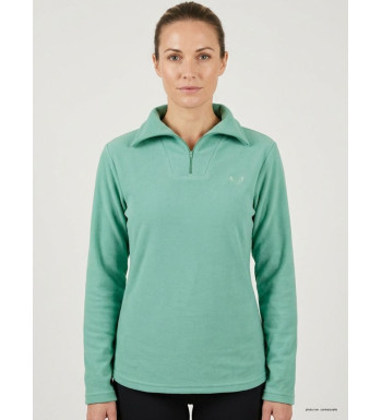 Sweat micro polaire femme vert d’eau – Léger, chaud, zippé