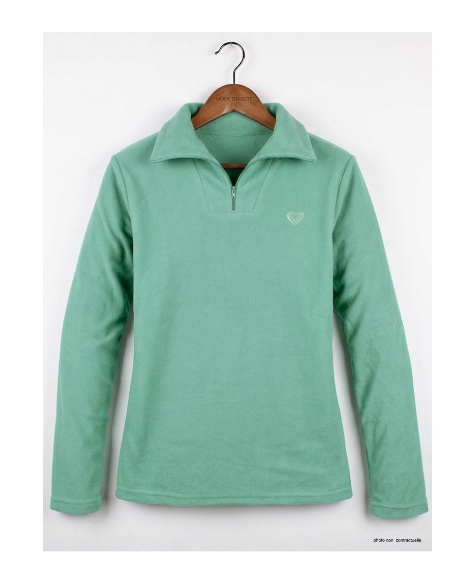 Sweat Micro Polaire Femme Vert d'Eau - Léger & Chaud | Axxano