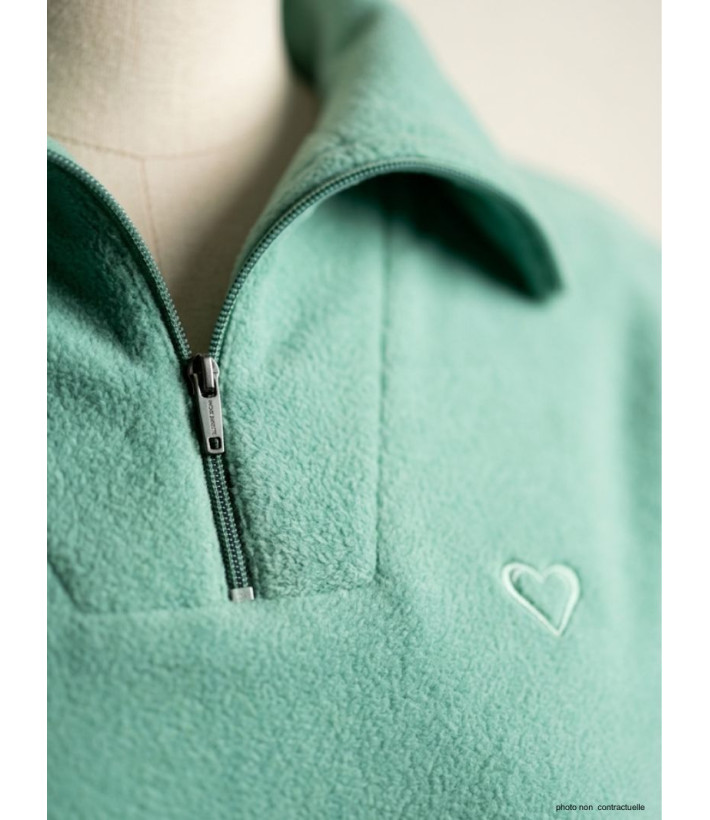 Sweat Micro Polaire Femme Vert d'Eau - Léger & Chaud | Axxano