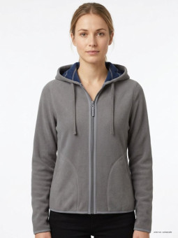 Veste Polaire Femme AH1185B Bleu/Gris - Intérieur Rayé | Axxano