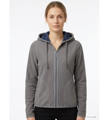 Veste Polaire Femme AH1185B Bleu/Gris - Intérieur Rayé | Axxano