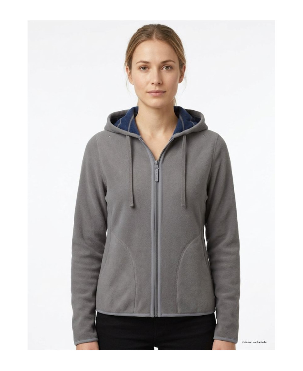 Veste Polaire Femme AH1185B Bleu/Gris - Intérieur Rayé | Axxano