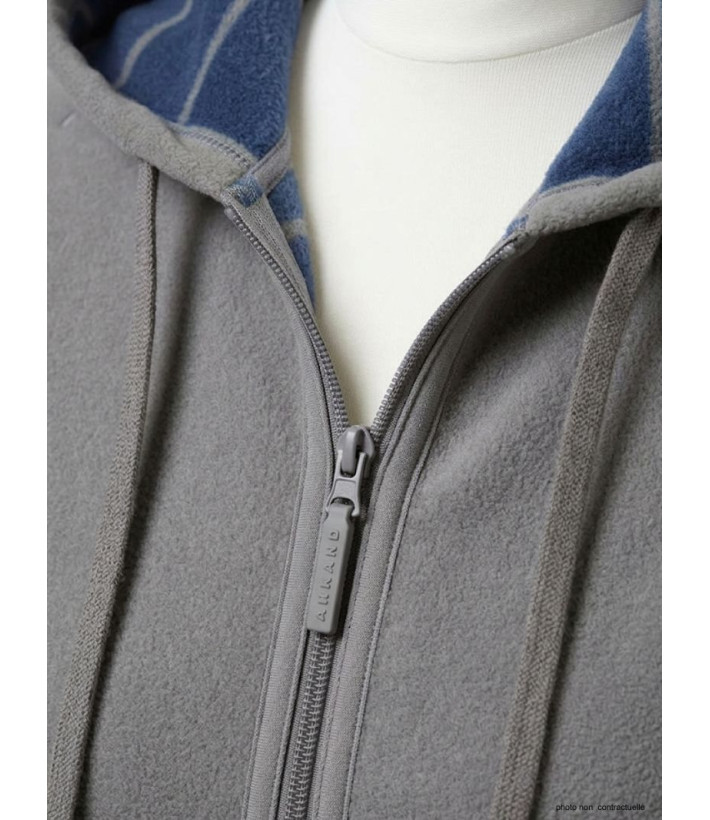 Veste Polaire Femme AH1185B Bleu/Gris - Intérieur Rayé | Axxano