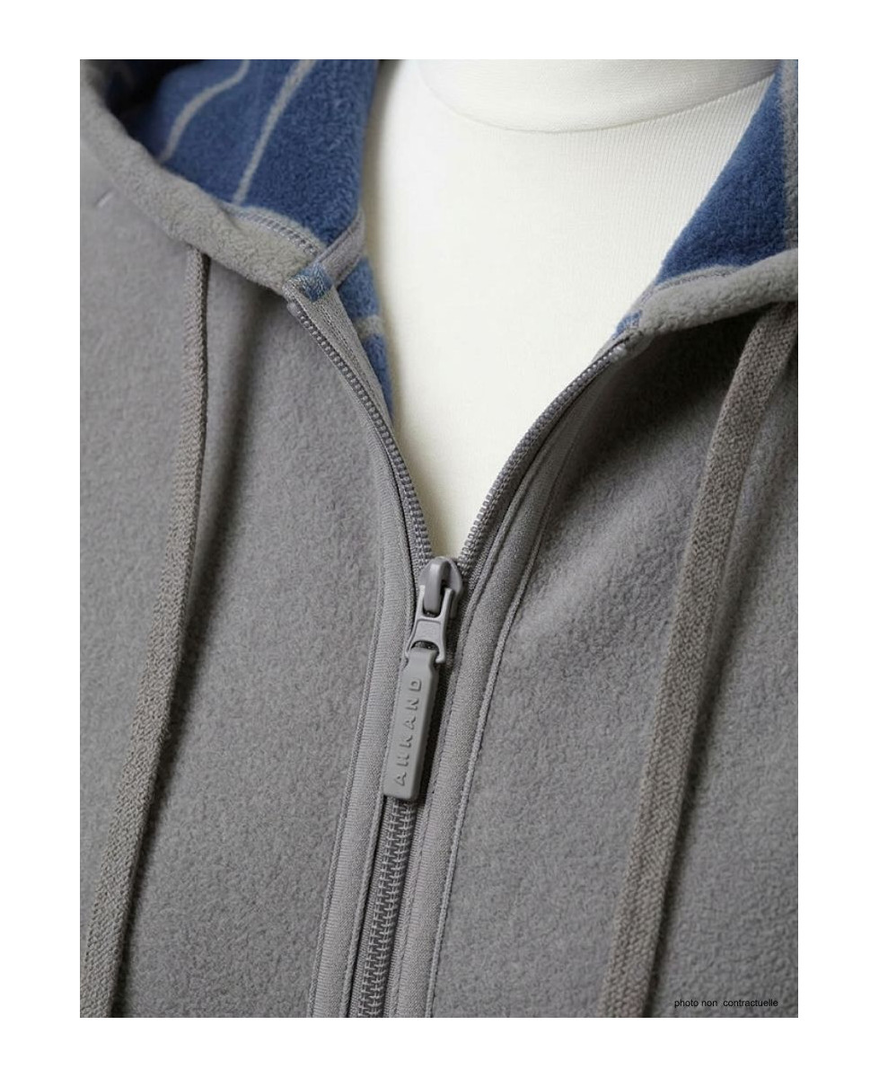 Veste Polaire Femme AH1185B Bleu/Gris - Intérieur Rayé | Axxano