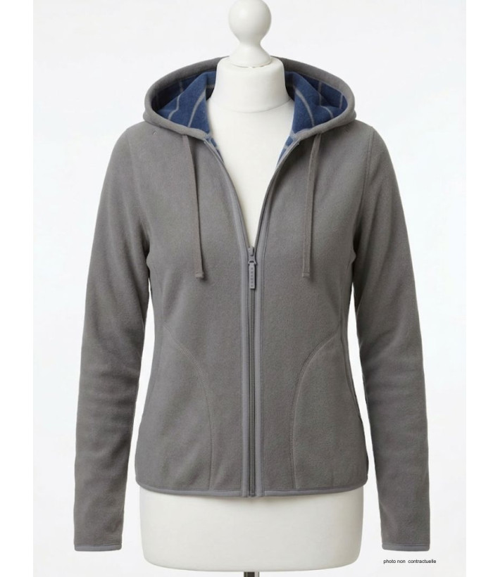 Veste Polaire Femme AH1185B Bleu/Gris - Intérieur Rayé | Axxano