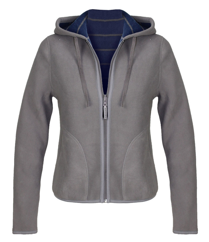 Veste Polaire Femme AH1185B Bleu/Gris - Intérieur Rayé | Axxano