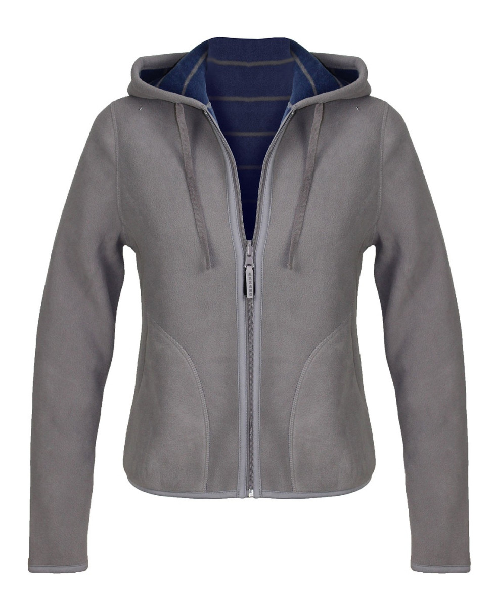 Veste Polaire Femme AH1185B Bleu/Gris - Intérieur Rayé | Axxano