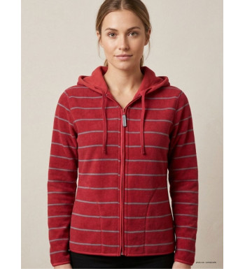 Veste Polaire Femme AH1185R Rouge - Intérieur Rayé | Axxano