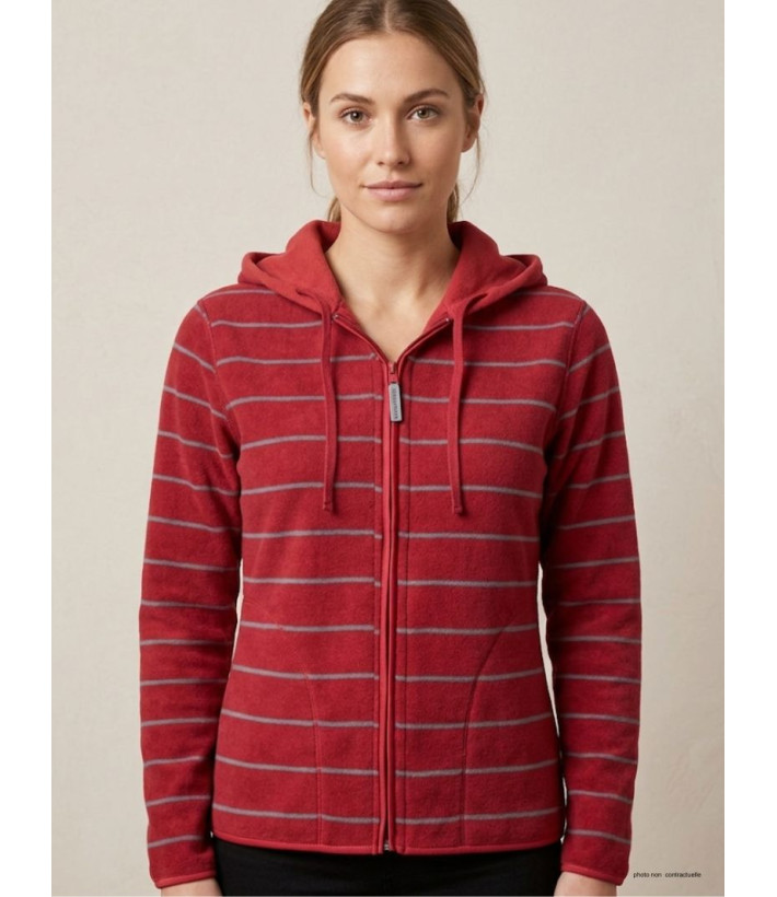 Veste Polaire Femme AH1185R Rouge - Intérieur Rayé | Axxano