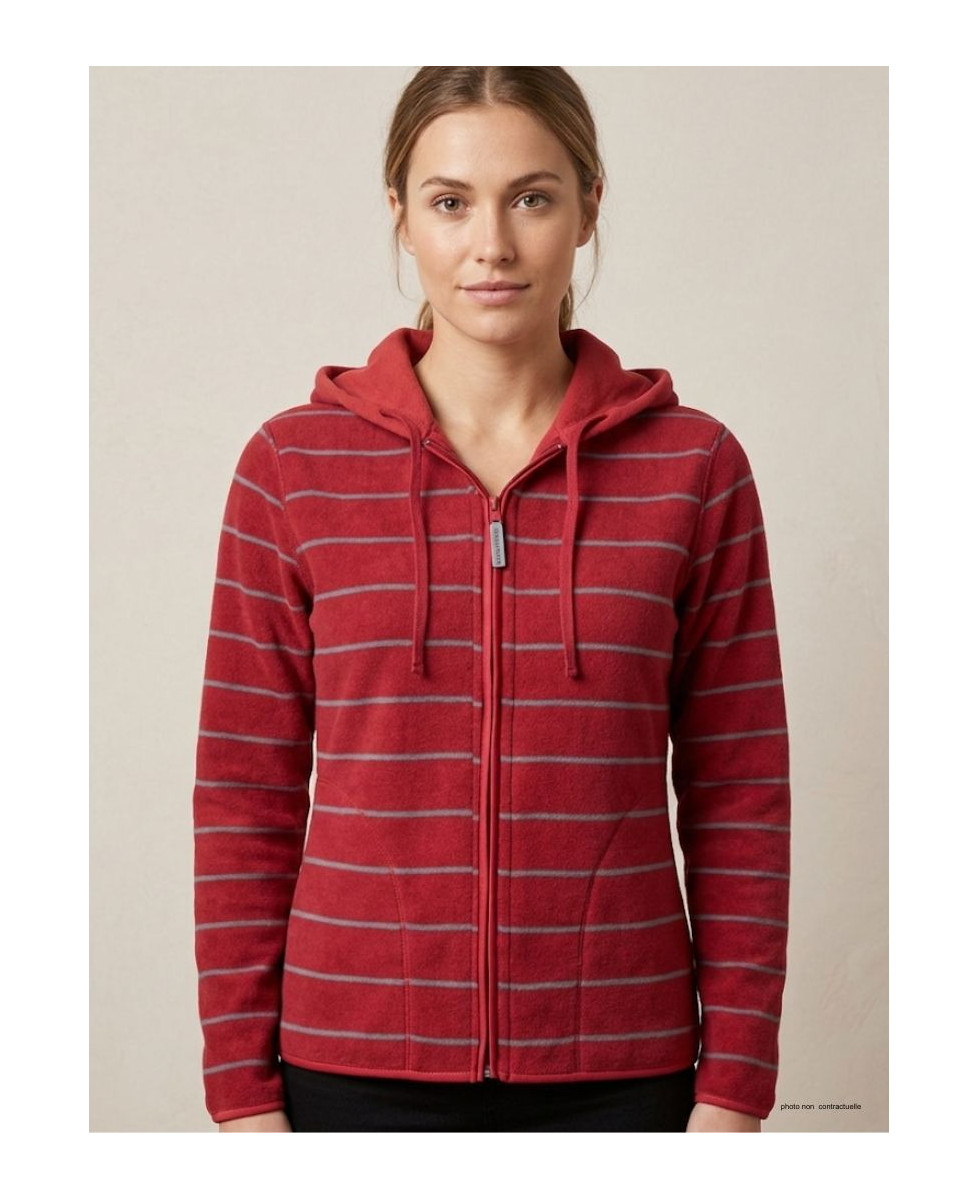 Veste Polaire Femme AH1185R Rouge - Intérieur Rayé | Axxano