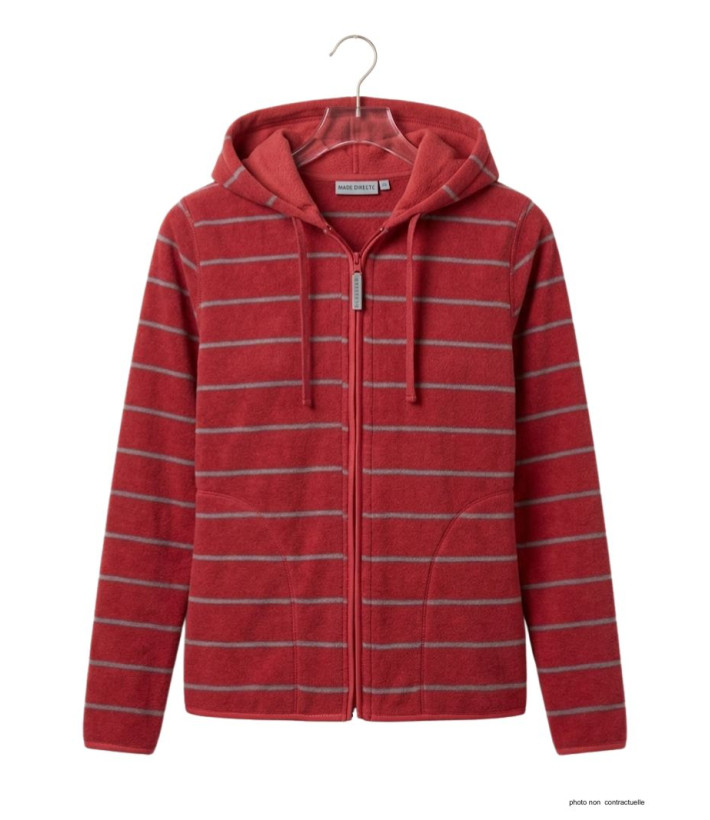 Veste Polaire Femme AH1185R Rouge - Intérieur Rayé | Axxano